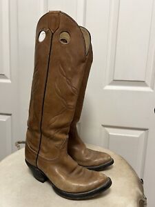 Vintage Tony Lama Black Label 18” Tall Leather Buckaroo Cowboy Boots Men's 7 D