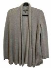 Charter Club Cashmere Cardigan Sweater Womens M Gray Open Front Ribbed Trim