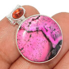 Treated Pink Dendritic Opal & Garnet 925 Sterling Silver Pendant CP9186