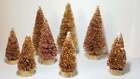 LOT 8 Metallic ROSE GOLD Mini Miniature Sisal Bottle Brush Christmas Trees