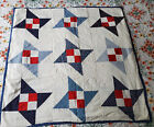 Red, White and Blues Small Reversible QUILT in a 4-Point STAR Pattern  33 x 33