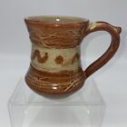 New ListingHand Thrown Signed Pottery Mug Large Handle Earth tone Orange Brown Clay 2019