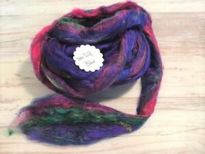 1oz Sari Silk Blue Roving for Wool Felting Spinning Fiber