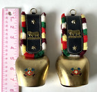 Swiss Hanging Cow Bell Fringe Leather Strap Luzern/Lucerne Switzerland LOT of 2