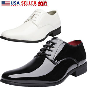 Men's Formal Oxford Dress Loafer Shoes Faux Patent Leather Tuxedo Dress Shoes