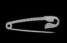 Safety Pin Brooch Pin 925 White Sterling Silver 1 Ct Round Cut Simulated Diamond