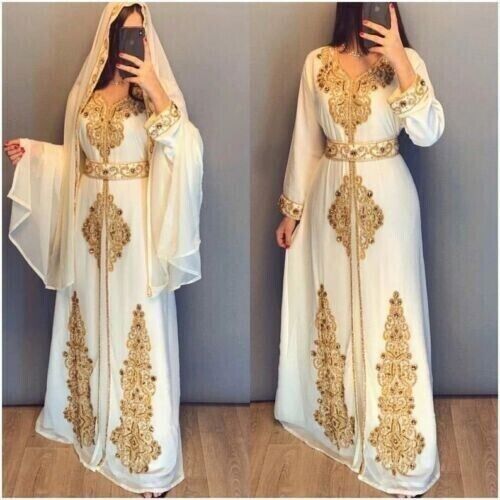 Dubai Moroccan Kaftan Islamic Abaya Hand Zari Work Fancy Dress For Women
