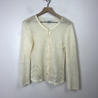 Vintage Coquette Knit Cardigan Sweater Size L Mohair Nylon Delicate Ivory Button