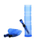 Blue Silicone Portable Folding Water Hookah Pipe Bong Silver tube US Free Ship