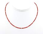 2mm Red Apple Coral Heishi Necklace, Delicate Dainty Lightweight Modern Choker