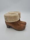 Women UGG Clog Chestnut Suede Shearling Lined Ankle Boots Sz 10