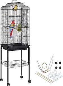 New Listing60'' Bird Cage Rolling Parakeet Finch Budgie Conure Lovebird House with Stand