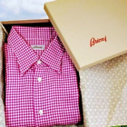 $1100 BRIONI Pink White houndstooth Gingham Check Cotton Long Sleeve Shirt 2XL