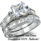 14K White Gold Wedding Set Princess Diamond Estate Bridal Ring