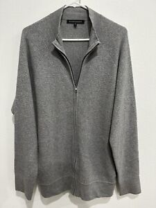 NEW Naked Cashmere Men’s Gray Waffle Zip Front Sweater Cardigan Sweater Sz XXL