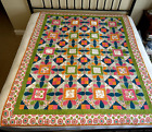 NEW GORGEOUS Handmade Bright Colors Quilt Quilted Twin size 78