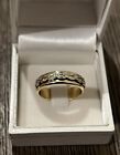 14K Solid Yellow Gold Men Engagement Ring With Natural Diamonds Spinning Braided