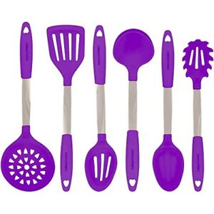 Culinary Couture 6-Piece Stainless Steel & Silicone Kitchen Utensils Set Sili...