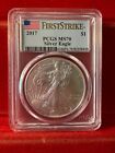 2017-P $1 AMERICAN SILVER EAGLE COIN ~ FIRST STRIKE PCGS MS70 FLAG LABEL