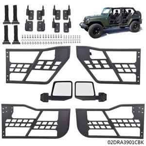 Fit For 07-18 Jeep Wrangler JK 4 Door Front+Rear Side Tube Doors & Side Mirrors (For: Jeep)