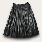 Pleated Faux Leather Black Midi Skirt by Scoop Size Medium Academia Gothic