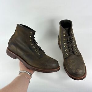 Chippewa LLBean brown leather Katahdin Iron Works Engineer mens 11.5 D cap boots