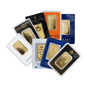 1 oz Gold Bar - Random Design, Brand Varies with Assay Card