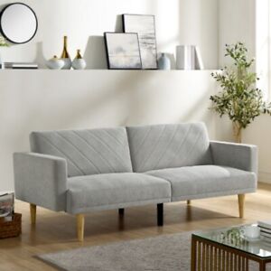 Upholstered Convertible Futon Sofa Bed Futon Couch Fabric Sleeper Sofa Grey