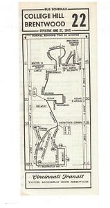 1965 Cincinnati OH Bus Schedule & Rout Map Route 