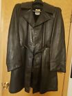 Kurland Genuine Leather Vintage  Trench Coach Coat removable Liner Mens Sz 46