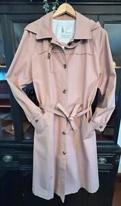 Vintage, Retro Plus size Women's London Fog Hooded Trench coat, Blush Pink, 18 w