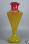 Signed Charles Schneider ( Le Verre Francais) Red & Yellow Art Glass Vase - GL