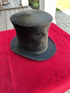 Antique Astor House Silk Top Hat 1800’s Leary & Co Best Victorian Black Hat