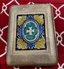 Antique Imperial Russian Enameled 84 Silver Cigarette Case Holy Cross Enamel Box
