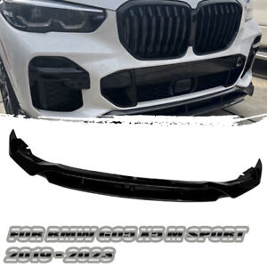 For BMW X5 G05 M-Sport 2019-23 22 Front Bumper Lip Spoiler Splitter Glossy Black