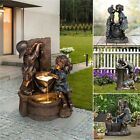 Sculpture Boy and Girl Statue Kissing Kids Garden Ornaments Outdoor Decor