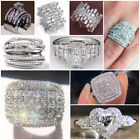 Women 925 Silver Filled Wedding Rings Cubic Zircon Engagement Jewelry Sz 6-10