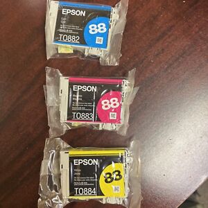 New Genuine Epson 88 INK TO883 TO882 & TO884 Cyan Magenta Yellow Open Box