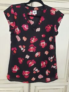 Cabi 5523 Flowers Tip Floral Petals Pink And Black Sz Xs