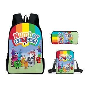 Number Blocks  School Backpack With Lunch Bag And Pencil Case Include