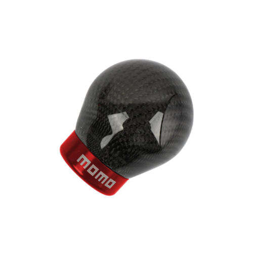 Real Carbon Fiber MOMO Black & Red Ball Manual Gear Shift Knob Shifter
