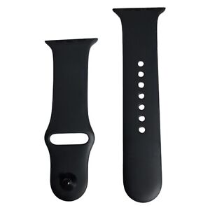 Genuine OEM Apple Watch Sport Black Wristband Silicone Strap M/L Silver Pin 44MM