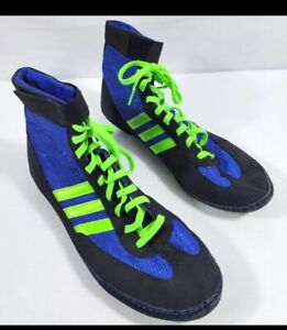 Adidas Combat Speed 4 Wrestling Shoes Blue/black/solar Green Men’s Size 10