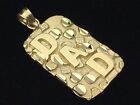 14k Yellow Gold Solid DAD Nugget Pendant Rectangle Charm 1.1