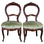 Antique Pair of Victorian Hand Carved Dining Chairs #21999