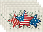 American Flag Stars Eucalyptus 4Th of July Placemats Set of 4, 12X18 Inch Season