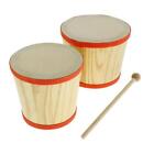 Wooden Bongo Hand Drum with Mallet Kids Percussion Instrument