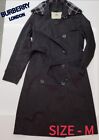 Burberry London Trench coat Wool Check Liner Belted Black Women Size M Used