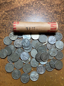 1943 (P) STEEL LINCOLN WHEAT CENT PENNY ROLL (50 coins) , nice condition
