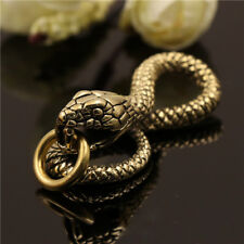 Solid Brass Snake Cobra Keychains Key Ring Holder Hook DIY Gold Belt Clip Buckle